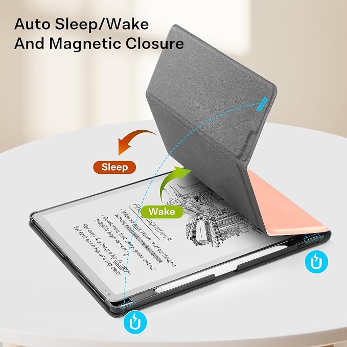 CoBak Case for 11" Kindle Scribe 3rd Generation 2025, Kindle Scribe Colorsoft with Two Viewing Angles - All New PU Leather Cover with Auto Sleep Wake, Pen Holder. Sheep Pink