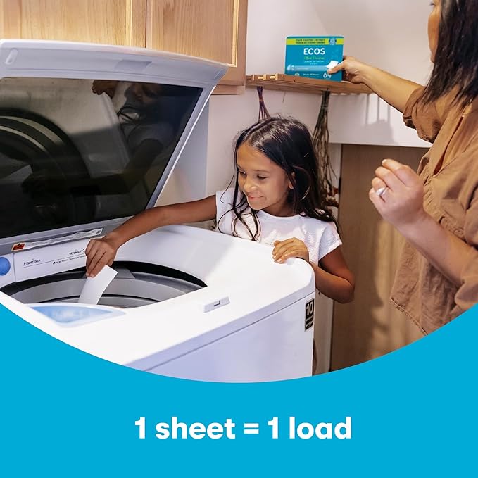 ECOS Laundry Detergent Sheets Vegan, No Plastic Jug, No Mess, Liquid Free - Hypoallergenic, Plant Powered Laundry Detergent Sheet - Lavender Vanilla - 64 Count (Pack of 4)