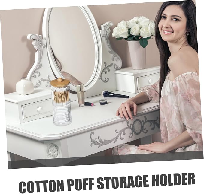 Cotton Puff Organizer Lid Portable Cotton Pads Storage Box for Makeup Removal and Swabs Stackable Clean Design for Bathroom and Vanity Use