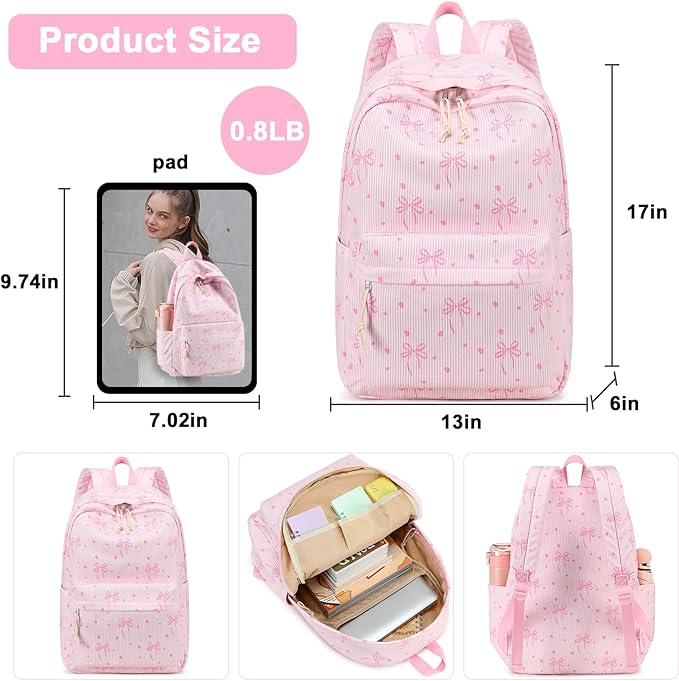 Bluboon School Backpack for Teen Girls Bookbags Elementary High School Corduroy Laptop Bags Women Travel Daypacks