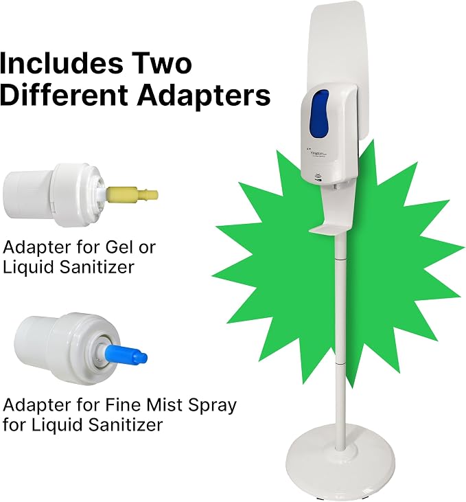 Kingdom Elite Series Automatic Touchless Hand Sanitizer Dispenser with Three Adjustable Dosage Settings Plus a White Metal Stand for Your Liquid and Gel Hand Sanitizers (Personalized)