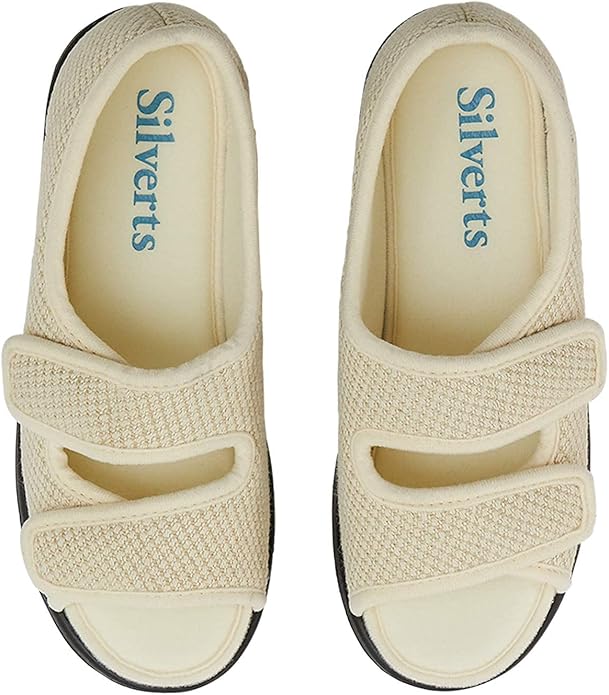 Silverts Women’s Adaptive Clothing Easy Close Sandals, Adjustable Wide Fit Shoes for Elderly, Nursing Home & Assisted Dressing