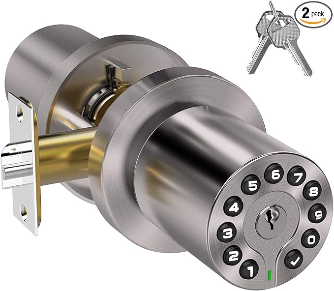 BOTHSTAR Keypad Door Knob with Key,Keyless Entry Door Lock, Code Locks Door Knob, Auto Lock,50 User Code, for Home,Office,Hotel,Bedroom,Garage,Not Deadbolt