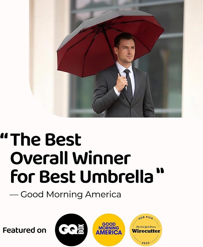 Repel Windproof Travel Umbrella - Compact & Withstands Winds up to 100MPH , Strongest Premium Auto Folding Umbrella for Rain and Sun - Durable, Light & Portable for Women & Men , Fits Backpack & Cars