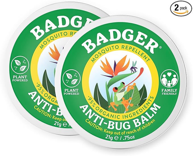 Badger Bug Repellent Tin, Organic Deet-Free Mosquito Repellent with Citronella, Family Friendly Pleasant Smelling Insect Repellent, Easy to Use Travel Size, .75 oz Tin, 2-Pack