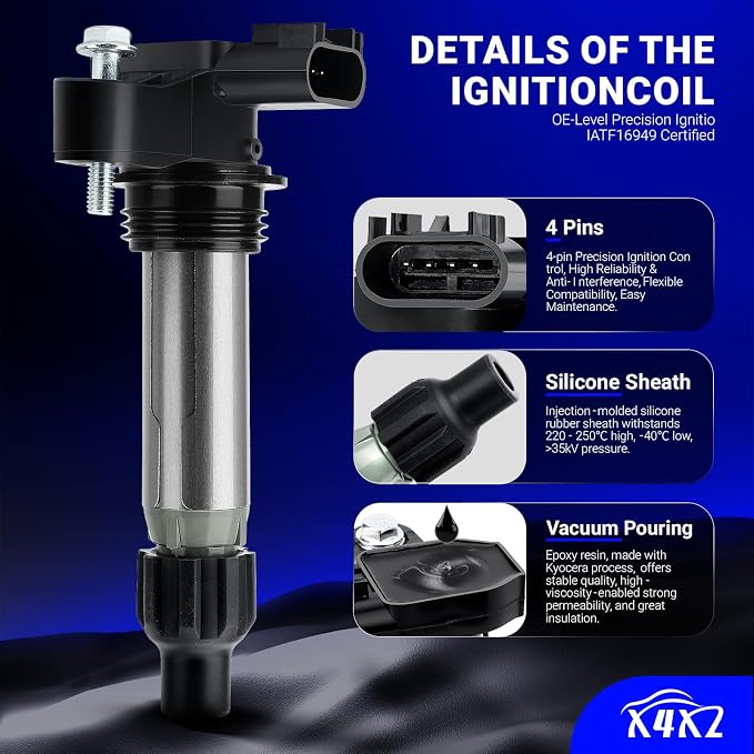 UF569 Ignition Coil &12622561 Double Iridium Spark Plug For Buick Allure Enclave LaCrosse/Cadillac ATS XTS CTS SRX STS/Chevy Impala Malibu Equinox Traverse/GMC Canyon Acadia Terrain/Saturn/Suzuki