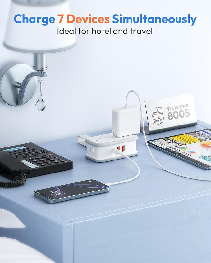 NTONPOWER 20W Travel Power Strip, Travel Essentials Cruise Approved Power Strip Non Surge Protector 4 Outlets 3 USB(1 USB-C) with 4FT Wrapped Extension Cord Flat Plug, Cruise Essentials 2026