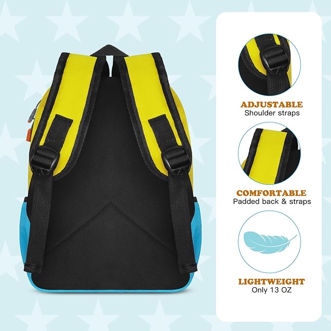 AZKAQA Little Kids Backpack for Girls Boys - Toddler Preschool Backpack School Bag Cute Kindergarten Backpack for Aged 3-6, Yellow Blue