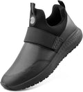 Non Slip Work Shoes for Men Slip On Food Service Kitchen Chef Restaurant Shoe Waterproof Slip Resistant Walking Sneakers Lightweight Comfortable Working Footwear Leather
