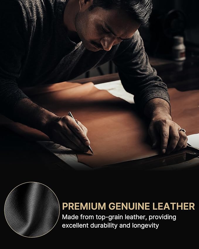 typecase Mens Wallet Card Holder: Pop Up Aluminum Case, Genuine Leather, Smart, RFID Blocking, Slim, Minimalist, Front Pocket - 9-14 Card Capacity | ID Window | Cash Slot (Oil Wax Brown)