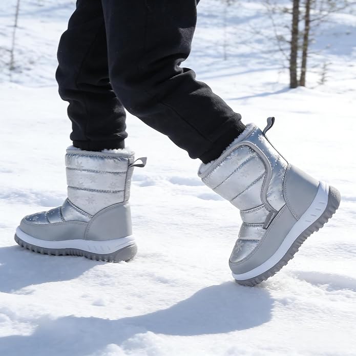 CIOR Winter Snow Boots for Boy and Girl Outdoor Waterproof with Fur Lined(Toddler/Little Kids)