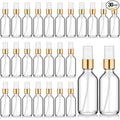 Roshtia 30 Pcs Glass Spray Bottle Clear Empty Bottles Small Refillable Reusable Perfume Bottle with Fine Mist Sprayer Pump for Face Body Travel(2 oz,Clear with Gold Lid)