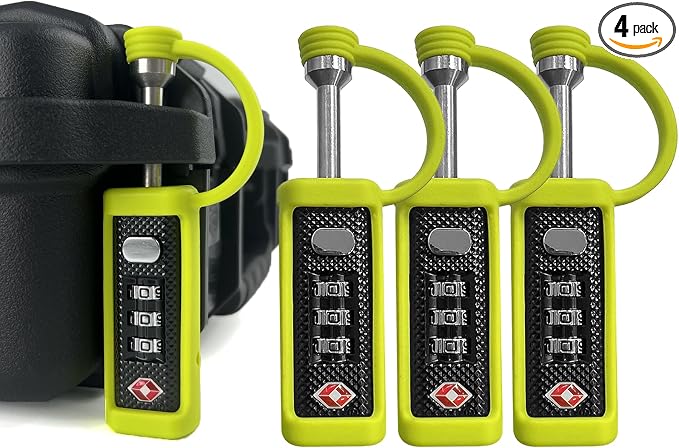 LAFENLIN 4-Pack TSA-Approved Gun Case Locks for Secure Firearm Transport & Storage, Cut-Proof Heavy Duty Padlocks Fit Gun, Rifle, Handgun, & Pistol Travel Cases, Lime