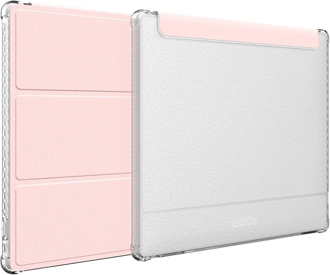 TUDIA SKN FLIP Designed for Onyx Boox Go 7 / Go Color 7 Case (Gen 1 & 2, 2024/2025) – [Enhanced Auto Wake/Sleep Function] Slim Shockproof Trifold 7" Cover with Transparent TPU Back (Pink)