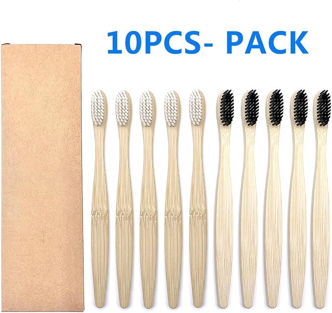 Manual Toothbrush 10PCS Colorful Toothbrush Set Soft Bristle Teeth Whitening Toothbrushes Soft Care Toothbrush(5 White 5 Black)