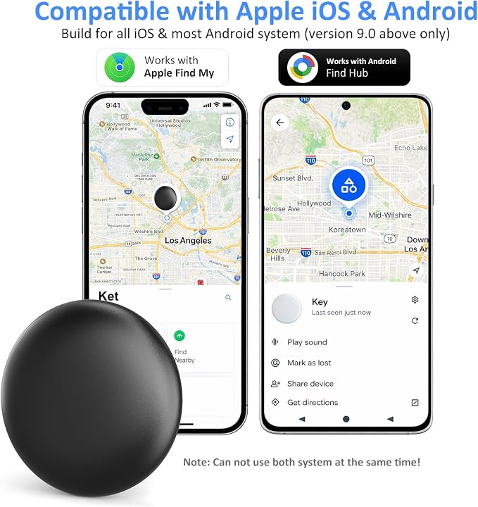 Tracker Tags for Android and iOS – Bluetooth Item Finder, Works with Apple Find My & Android Find My Device, Luggage Tracker for Keys, Wallet, Backpack & Suitcase, Anti-Lost Tag, Black