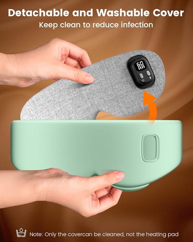 Heated Eye Mask - Cordless Eye Mask for Dry Eyes, Eye Relief, Improved Sleep, Timed Shutdown, 4 Temperature, Washable Eye Heating Pad for Travel, Removable for Cleaning - Green
