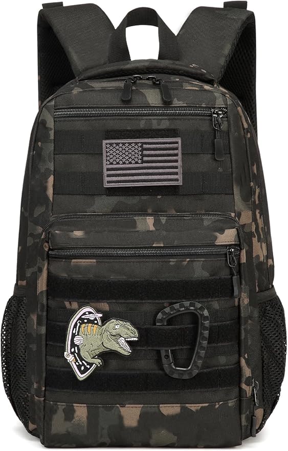 Kids Tactical Backpack Army Molle Bookbag Military Boys Backpack for School, Outdoor, Camping, Black CM