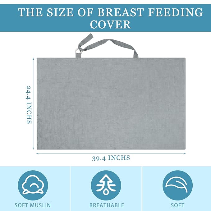 Treela 3 Pcs Muslin Cotton Breathable Nursing Cover Multi Use Car Seat Stroller Breastfeeding Cover for Breastfeeding Baby Shower Gifts Essentials(Bright Color)