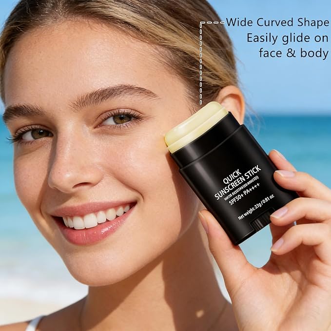 Quick Sunstick Protection Bar SPF50+, Korean Sunscreen Stick Suncare, Travel Size Sunscreen for Face & Body, Lightweight, Non Greasy, Clear Sun Stick For Natural Finish