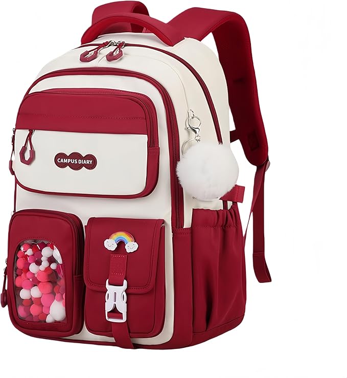 VIDOSCLA Vivid Girls' School Backpack Kids Elementary Schoolbag Primary Backpack with Multi-Pocket Design