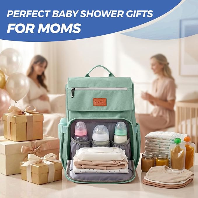 PILLANI Baby Diaper Bag Backpack - Baby Bag for Boys & Girls, Large Waterproof Diaper Backpack - Toddler Diaper Bag with Changing Pad, Boy Baby Shower Gifts for Mom - Newborn Stuff, Baby Essentials