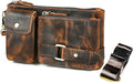 Water Resistant Canvas + Leather Hiking Riding Travel Fanny Waist Pack Small Phone Pouch For Men Women FB811-29 (Z-8135-100% Leather)