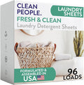 The Clean People Laundry Detergent Sheets - Laundry Soap - Ultra Concentrated, Recyclable Packaging, Stain Fighting - Fresh Scent, 96 Pack