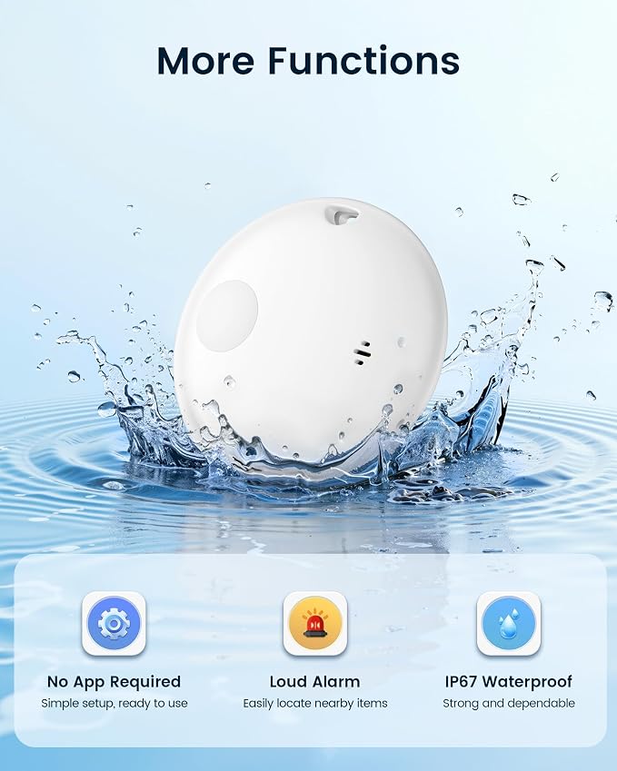Air Tracker Tags-4 Pack, Smart Bluetooth Tracker Works with Apple Find My (iOS Only), Item Finder Key Finder with Replaceable Battery, Tracker Tag Locator for Keys, Luggage, Suitcases and Bags (White)