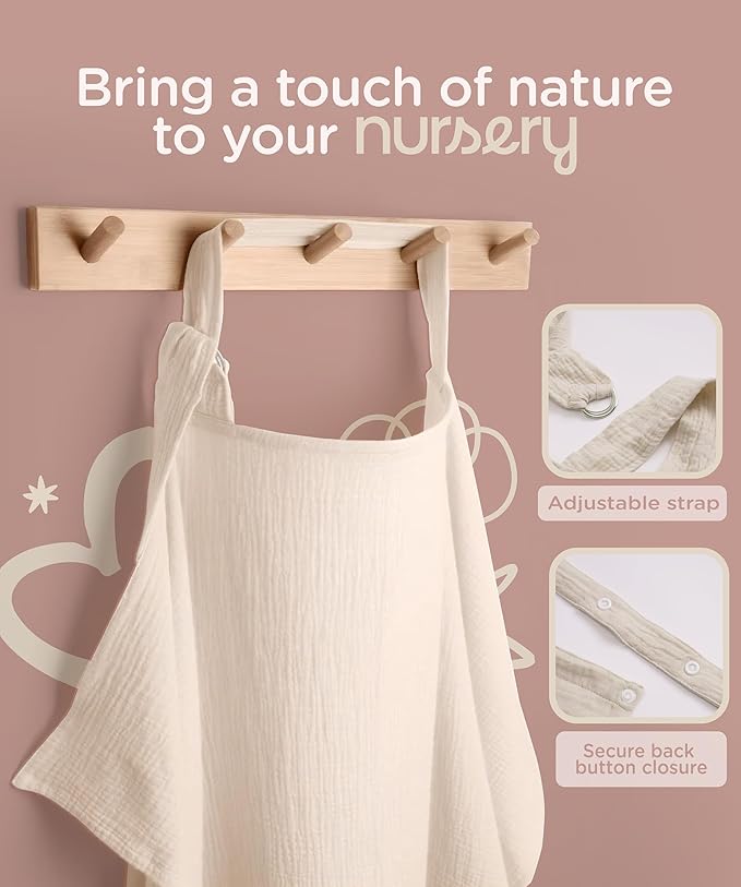 Kiddycare Nursing Cover, Muslin Cotton Privacy Nursing Covers, Gentle on Baby's Skin, Discreet Breastfeeding Covers for Nursing Moms, Breathable Nursing Cover Up for Breastfeeding Essentials (Cream)
