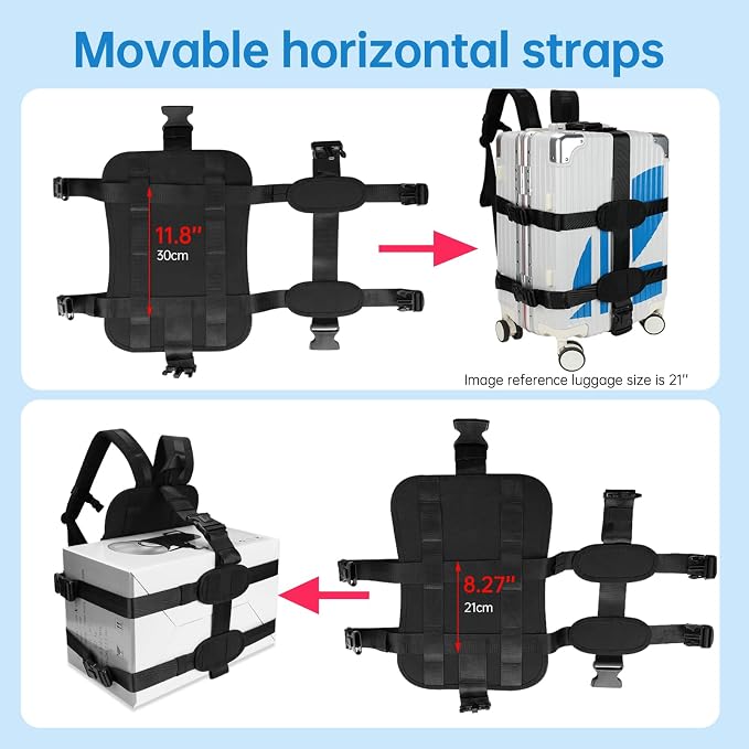 Heavy-Duty Backpack Carrying Straps System for 16-21 Inch Suitcase Luggage Hardcase for Adventure Travel Cobble Stone Streets Stair - S