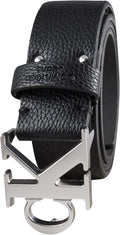 Calvin Klein Men’s CK Monogram Cut Out Buckle Belt – Casual Belt for Jeans & Everyday Wear