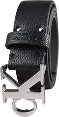Calvin Klein Men’s CK Monogram Cut Out Buckle Belt – Casual Belt for Jeans & Everyday Wear
