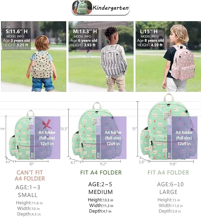atgark Corduroy Toddler Backpack for Girls 2-5: Preschool Backpack for Girls