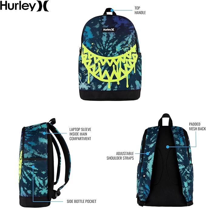 Hurley Unisex-Kids Graphic Backpack, Lava, One Size