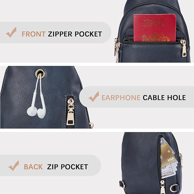 BOSTANTEN Sling Bag for Women Leather Crossbody Bags Fanny Pack Chest Bag for Travel