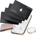 Ultrbeka Wallet Tracker Card IP68 Waterproof Bluetooth Tracker for Wallets, Passport, Work with Apple Find My, Wireless Charging, iOS Only [Apple MFi Certified]- 4pcs / 1* Wireless Charger