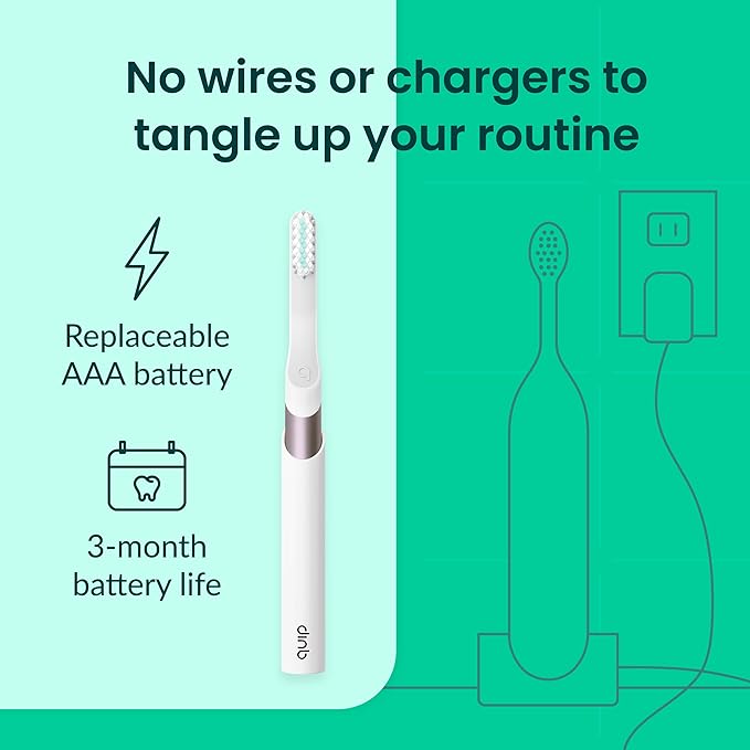 Quip Metal Sonic Electric Toothbrush for Adults - Time Travel & Soft Bristles with Travel Case & Replacement Brush Head - 3 Month Battery Life, Dusk Plum