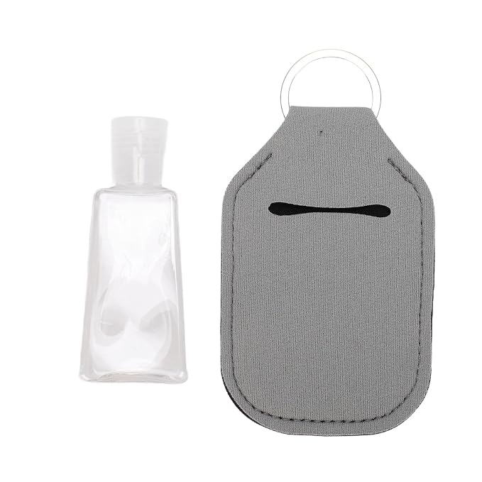 Semme 50pcs Travel Bottles Keychain Holders Set 30ml Small Squeeze Bottles with Keychain Portable Refillable Leakproof for Hand Sanitizer Lotion Toiletries Travel Camping (Grey)