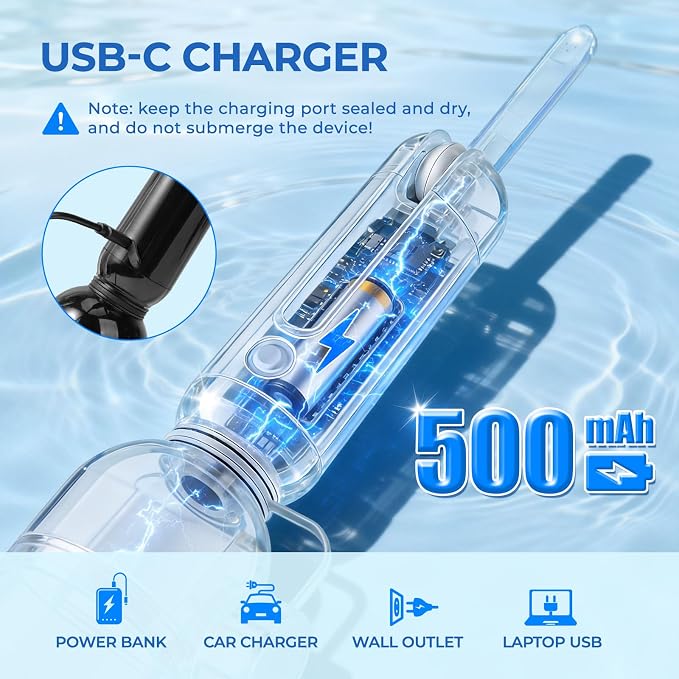 Morfone Portable Bidet for Travel, High Pressure Electric Handheld Sprayer 350ML with Dual Spray Modes, USB-C Rechargeable Waterproof Travel Bidet for Women, Men, Postpartum, Personal Hygiene(Black)