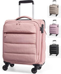 BAGSMART Underseat Carry on Luggage with Wheels, Soft Underseat Travel Luggage with PVC Wet/Dry Pockets, Lightweight Soft Personal Item Suitcase for Short Trip, Sakura Pink