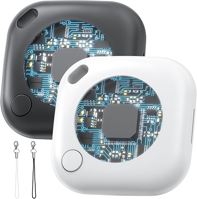 2-Pack Air Tracker Tags Compatible with Apple Find My (iOS Only), Bluetooth Tracker, Smart Keys Finder and Item Locator for Wallet Luggage Backpack (1B1W)