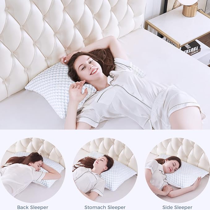 OSBED Shredded Memory Foam Pillows King Size 4 Pack | Neck pain relief, supportive, odorless, cooling pillow, adjustable, washable, CertiPUR-US hypoallergenic adult pillow