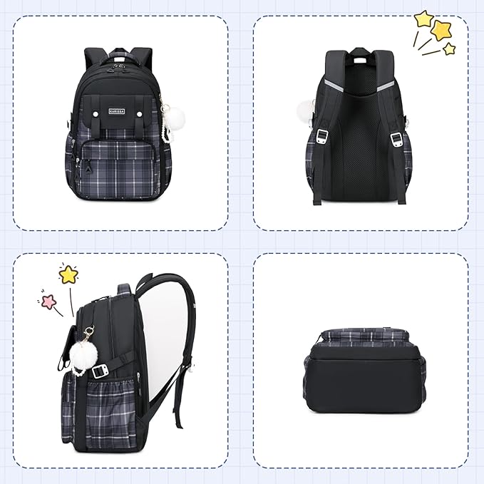 MUSEVOS Girls Backpack, Ideal School Backpack for Girls from Elementary to Teen Years, Kawaii Bookbag Cute Large Capacity