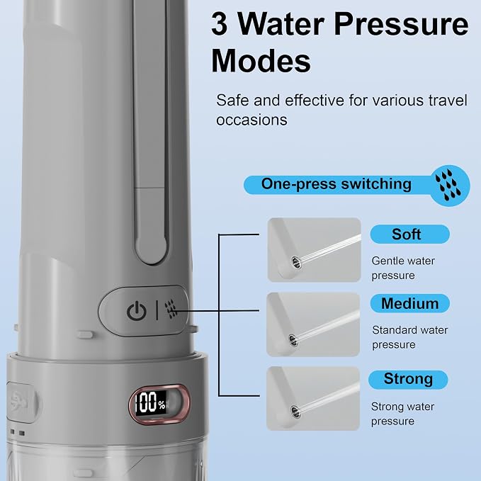 Electric Portable Bidet for Business & Camping, Whisper-Quiet Handheld Sprayer with 3 Pressure Modes, 1600mAh USB-C Rechargeable, IPX7 Waterproof (Gray)
