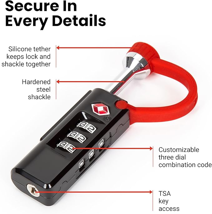 NANUK TSA Approved Locks 2-Pack – Durable, Secure Travel Case Lock with Cut-Resistant Steel Shackle & Rustproof (Black)