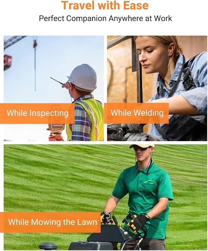 Noise Reduction Wireless Neckband Headphones with Qualcomm aptX HD, 27dB NRR, CVC Noise Cancelling Mic & Controls and 20H Playtime for Work Safety OSHA Compliant