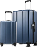LUGGEX 2-Piece Luggage Set (20+28 Inch), 100% PC Hard Shell Suitcases with 360° Spinner Wheels & TSA Locks, Airline Approved Carry-On & Checked Baggage (Blue, 2 Piece Sets)