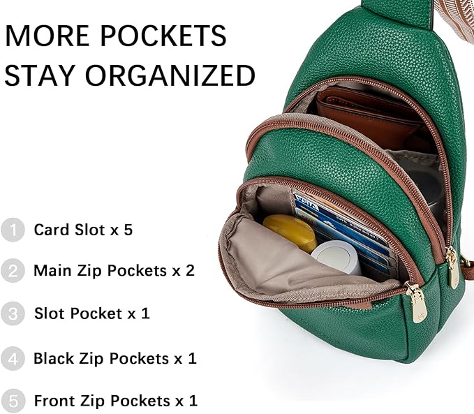 BOSTANTEN Sling Bag for Women Leather Crossbody Bags Fanny Pack Chest Bag for Travel