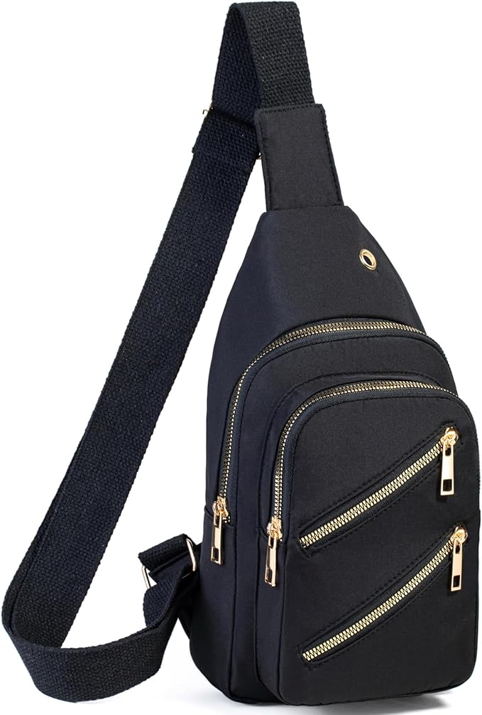 Banelu Sling Bag Crossbody Bags for Women, Small Sling Backpack Fanny Pack Cross Body Bag for Outdoors Hiking Traveling - Black